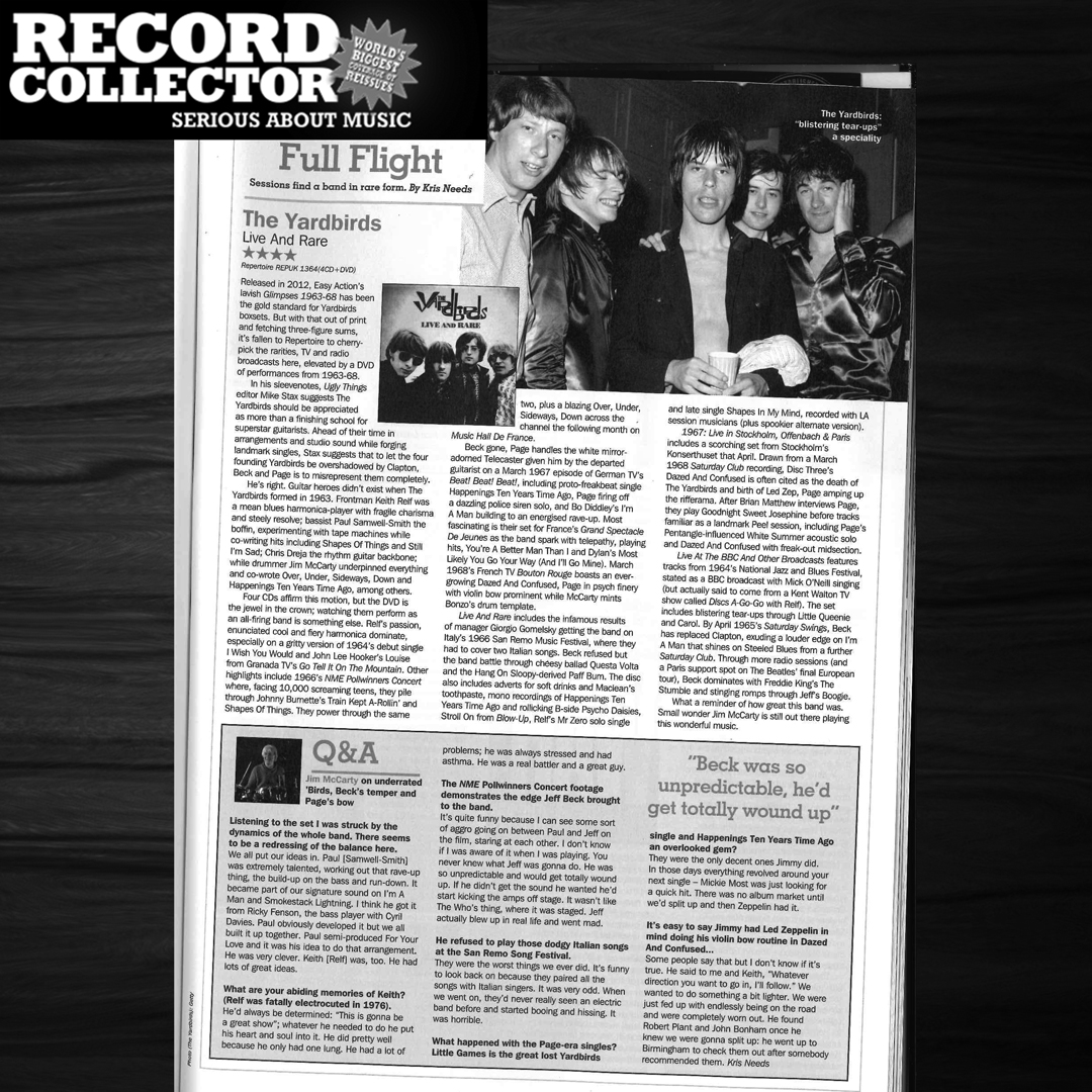 Record Collector Magazine Reviews The Yardbirds - Live and Rare Repertoire Records